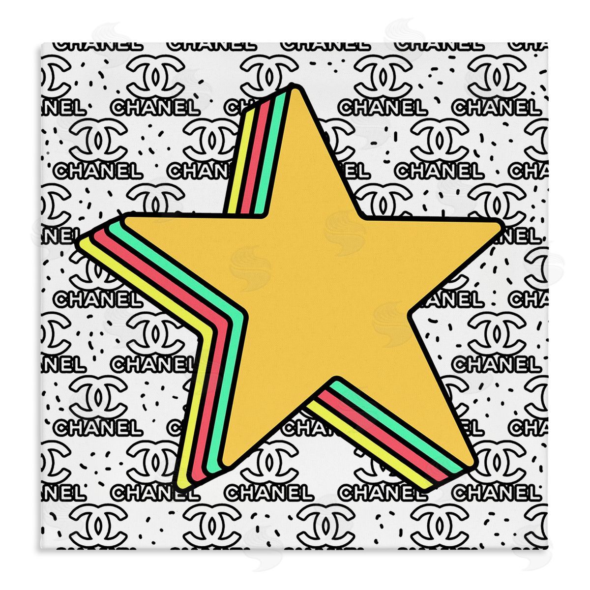 Star with Fashion Pattern Canvas Wall Art, Home Decor by Ziwei Li