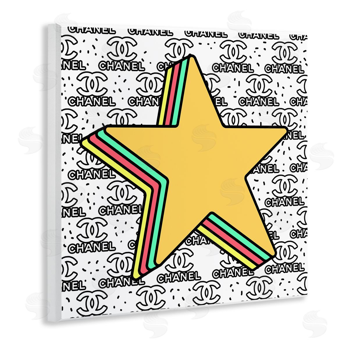 Star with Fashion Pattern Wood Plaque Wall Art, Home Decor by Ziwei Li