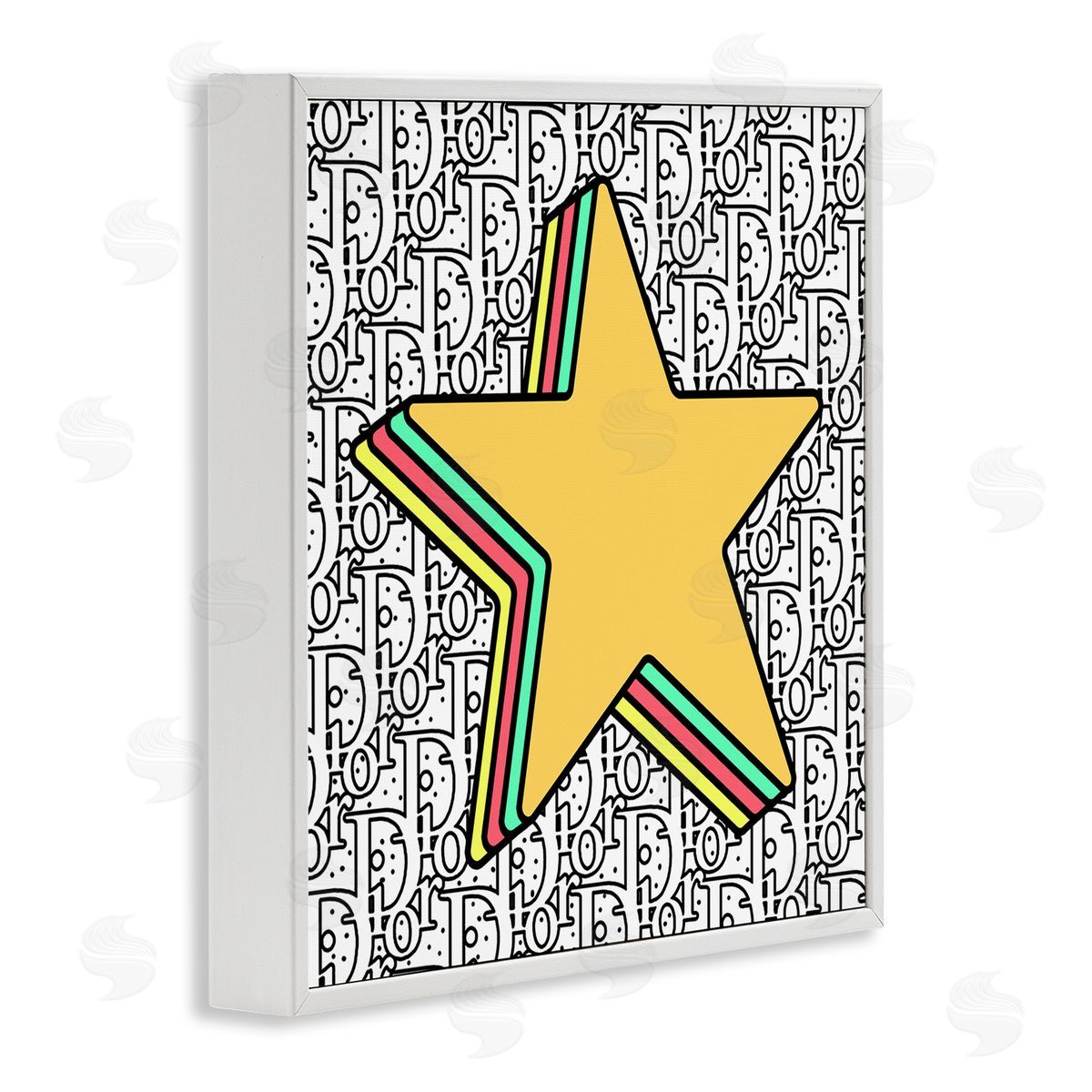 Star over Fashion Pattern White Frame Print Wall Art, Home Decor by Ziwei Li