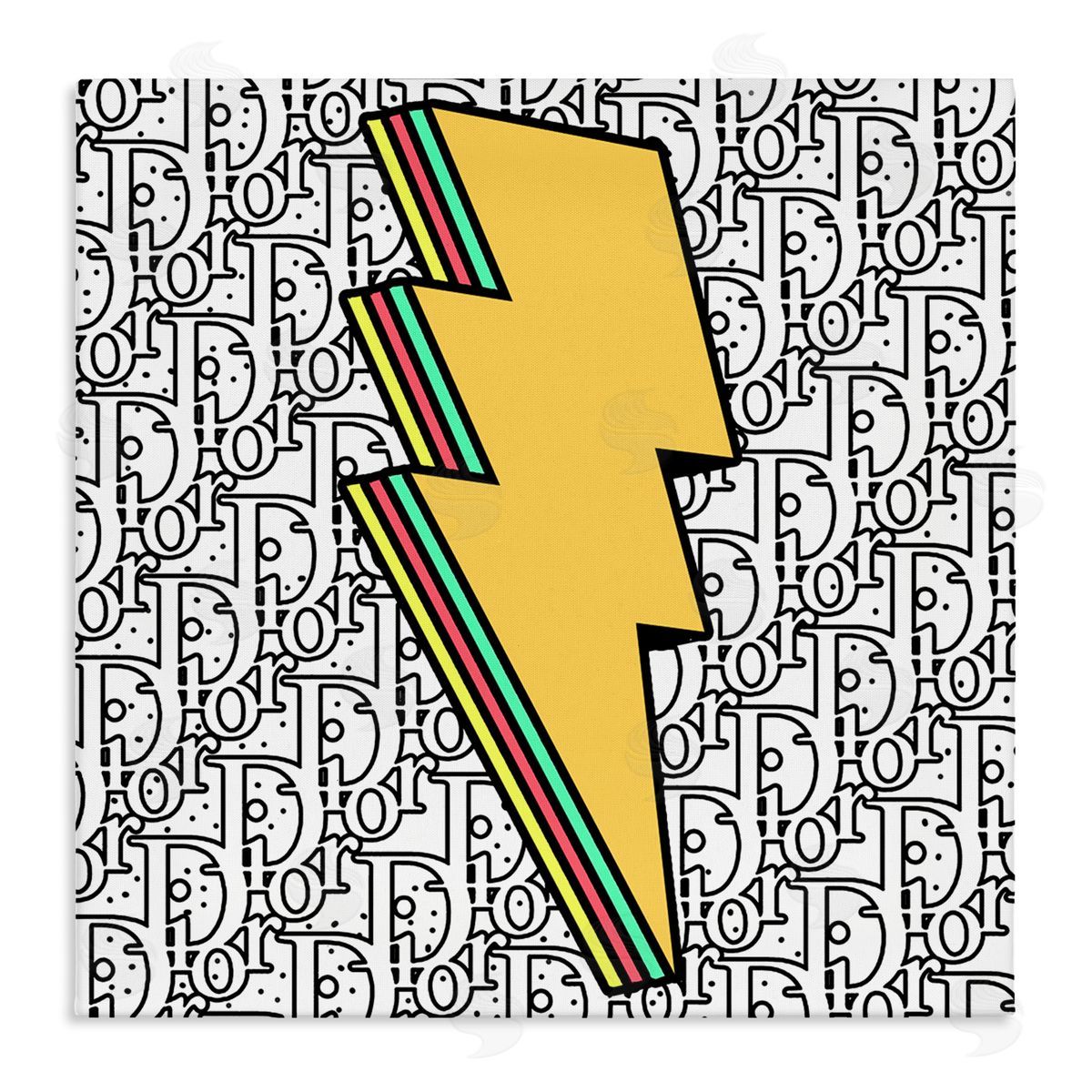 Lightning Bolt over Fashion Pattern Canvas Wall Art, Home Decor by Ziwei Li