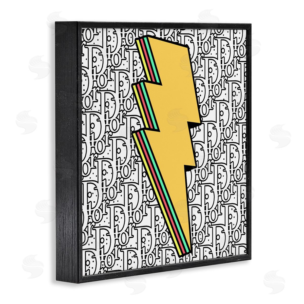 Lightning Bolt over Fashion Pattern Black Frame Print Wall Art, Home Decor by Ziwei Li