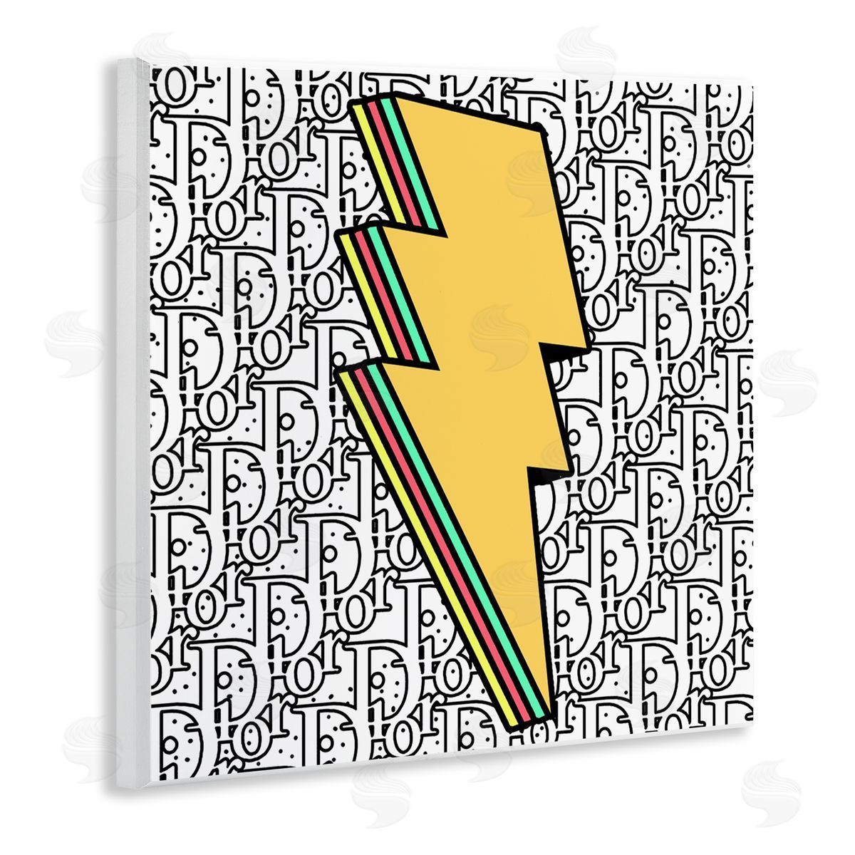 Lightning Bolt over Fashion Pattern Wood Plaque Wall Art, Home Decor by Ziwei Li