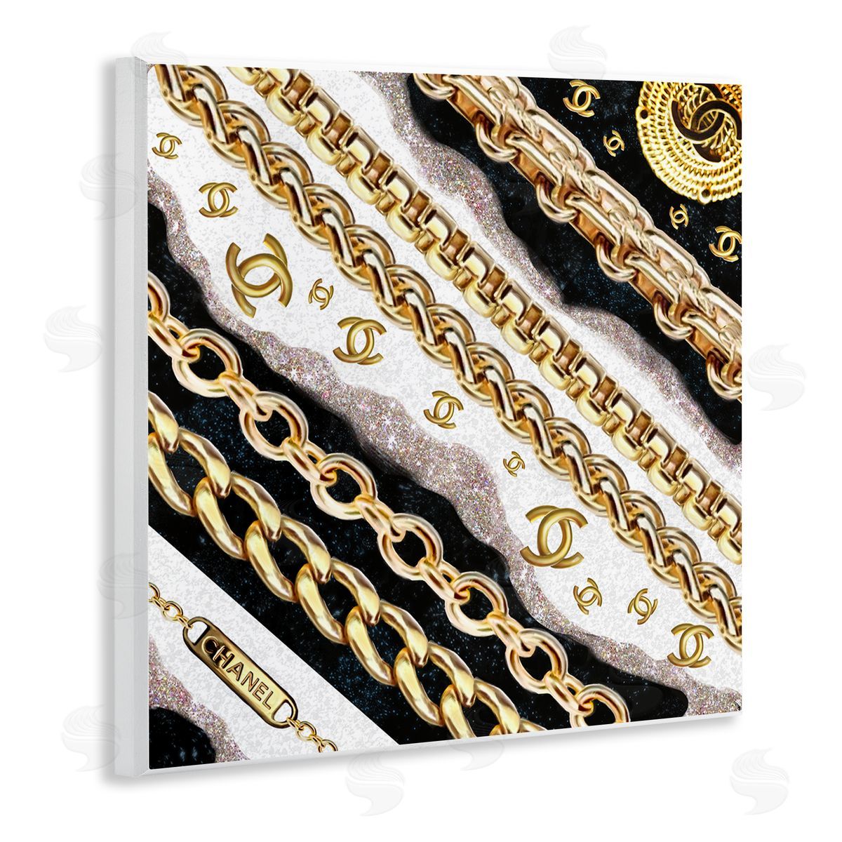 Fashion Chains and Glam Pattern Wood Plaque Wall Art, Home Decor by Ziwei Li