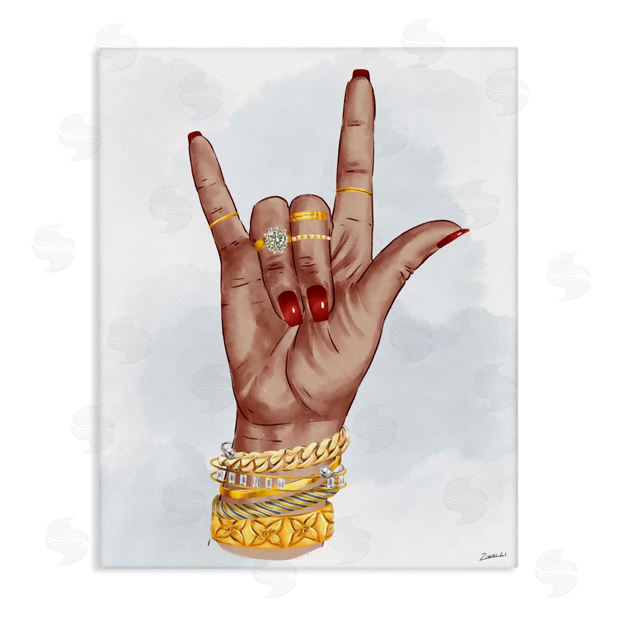 I Love You Hand Pose Canvas Wall Art, Home Decor by Ziwei Li