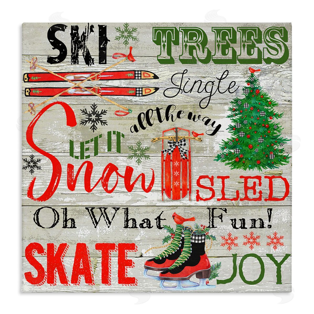 Joys of Winter List Canvas Wall Art, Home Decor by Andrea Tachiera