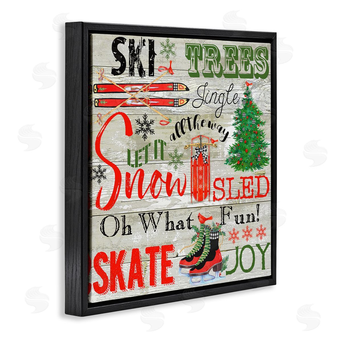 Joys of Winter List Black Floating Frame Canvas Wall Art, Home Decor by Andrea Tachiera