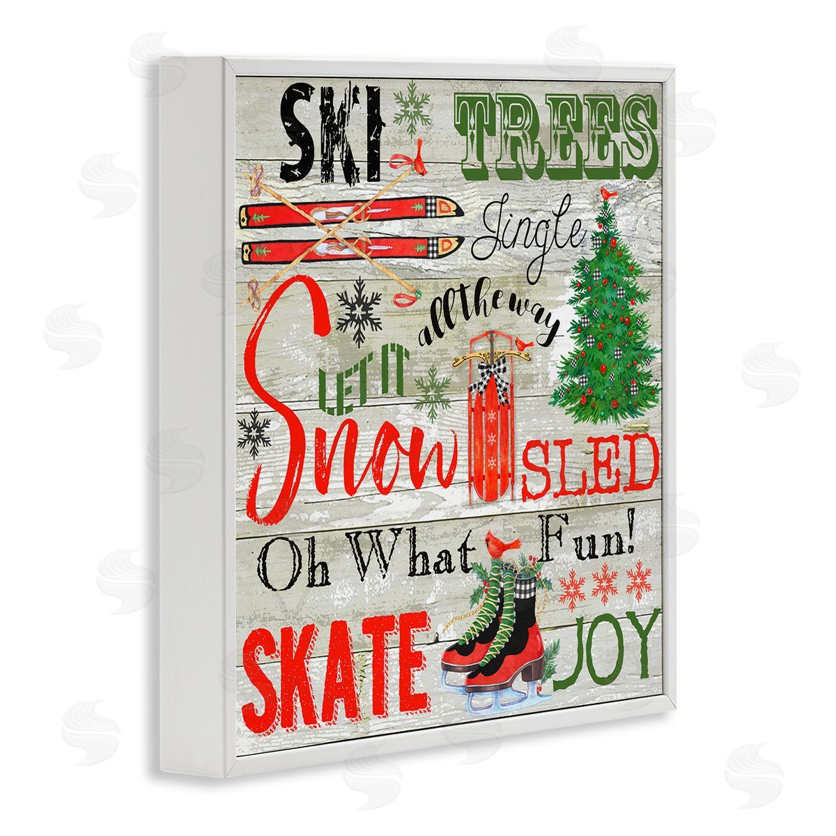 Joys of Winter List White Frame Print Wall Art, Home Decor by Andrea Tachiera