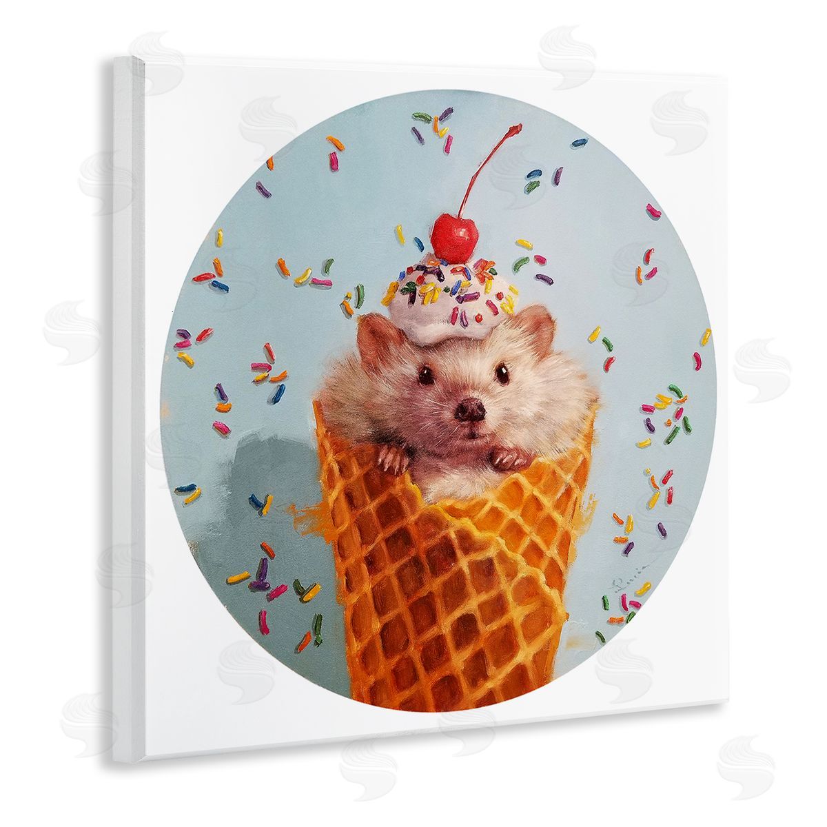 Ice Cream Cone Mouse Wood Plaque Wall Art, Home Decor by Lucia Heffernan