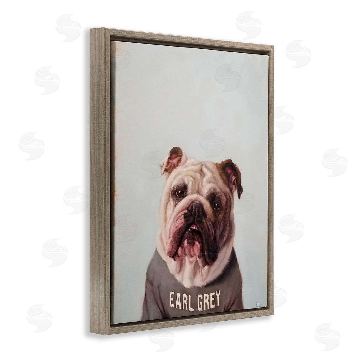 Earl Grey Tea Dog Brown Floating Frame Canvas Wall Art, Home Decor by Lucia Heffernan