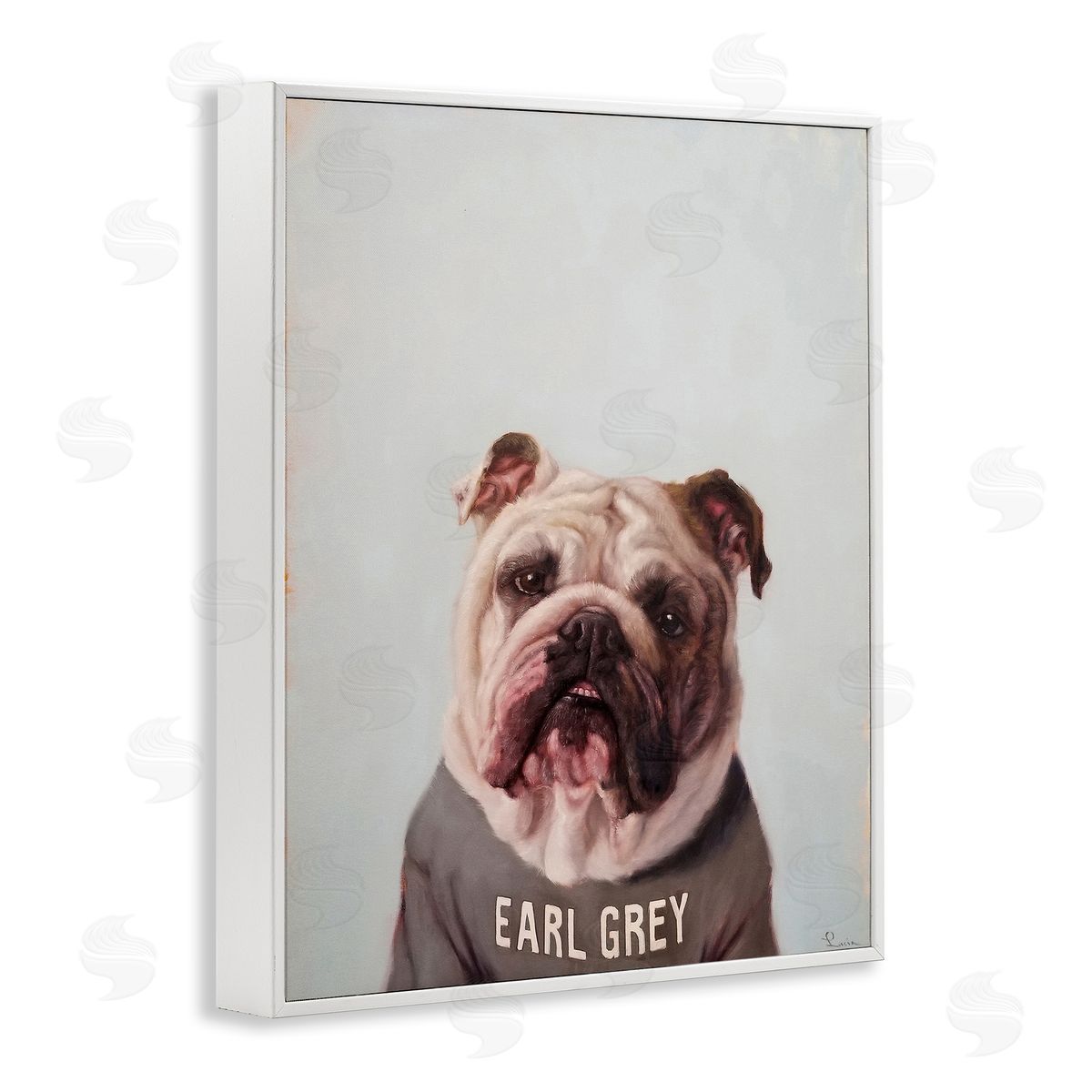 Earl Grey Tea Dog White Frame Print Wall Art, Home Decor by Lucia Heffernan