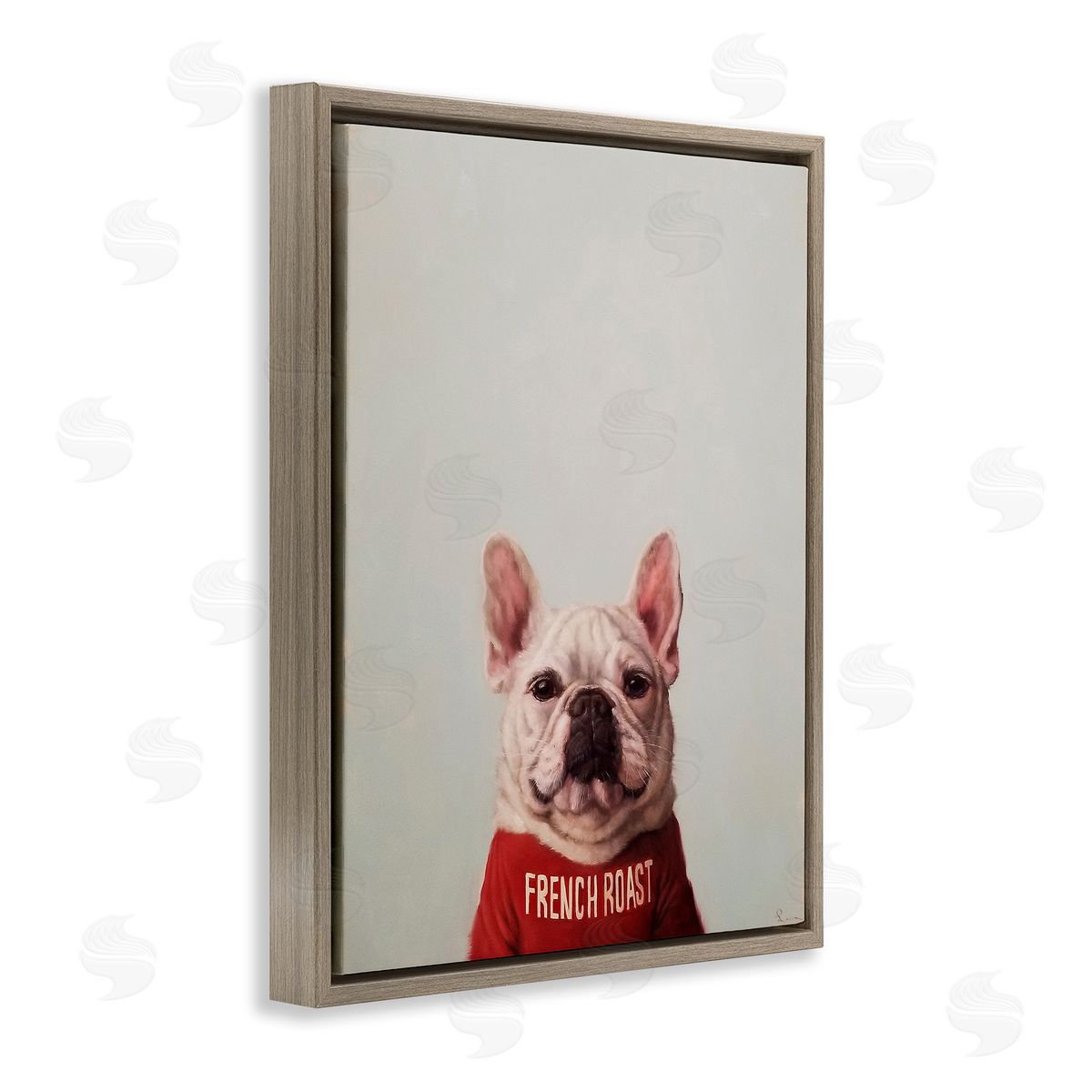 French Roast Coffee Dog Brown Floating Frame Canvas Wall Art, Home Decor by Lucia Heffernan