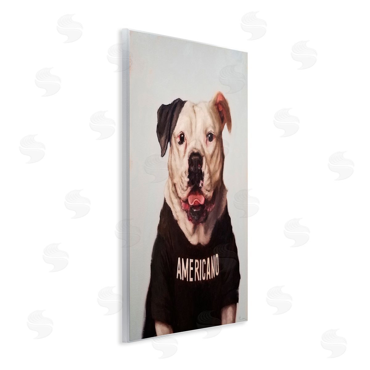 Americano Coffee Dog Wood Plaque Wall Art, Home Decor by Lucia Heffernan