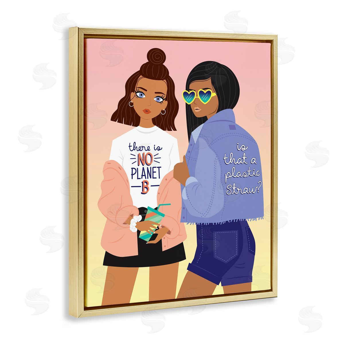 No Planet B Fashion Gold Floating Frame Canvas Wall Art, Home Decor by Ilis Aviles