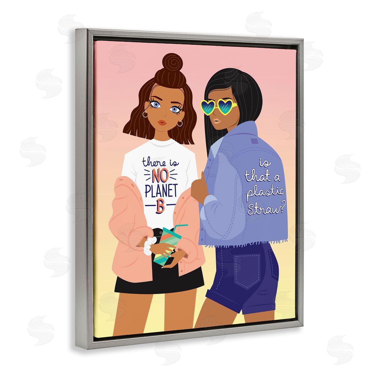 No Planet B Fashion Grey Floating Frame Canvas Wall Art, Home Decor by Ilis Aviles