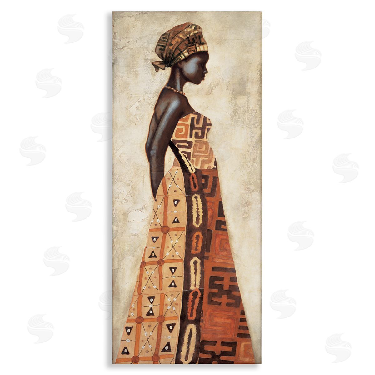 Elegant African Woman in Dress Canvas Wall Art, Home Decor by Jacques Leconte