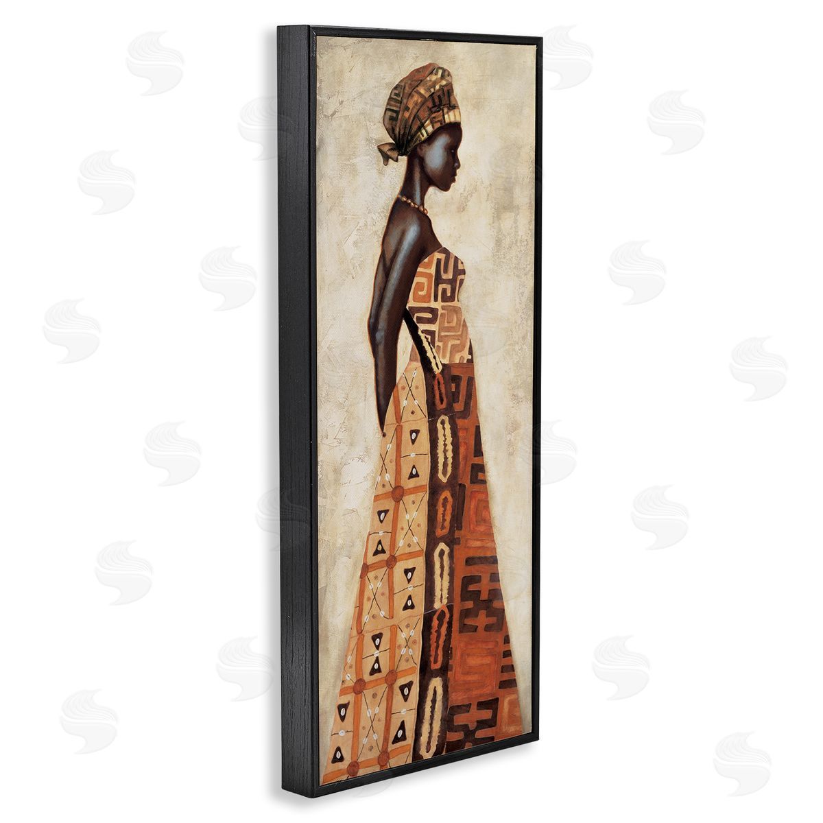 Elegant African Woman in Dress Black Frame Print Wall Art, Home Decor by Jacques Leconte