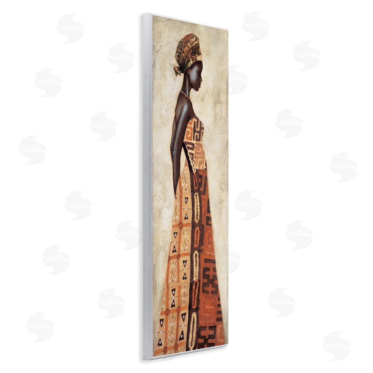 Elegant African Woman in Dress Wood Plaque Wall Art, Home Decor by Jacques Leconte