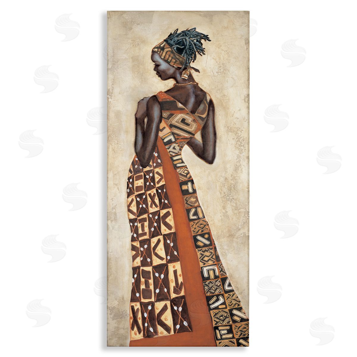 Strong African Woman in Dress Canvas Wall Art, Home Decor by Jacques Leconte