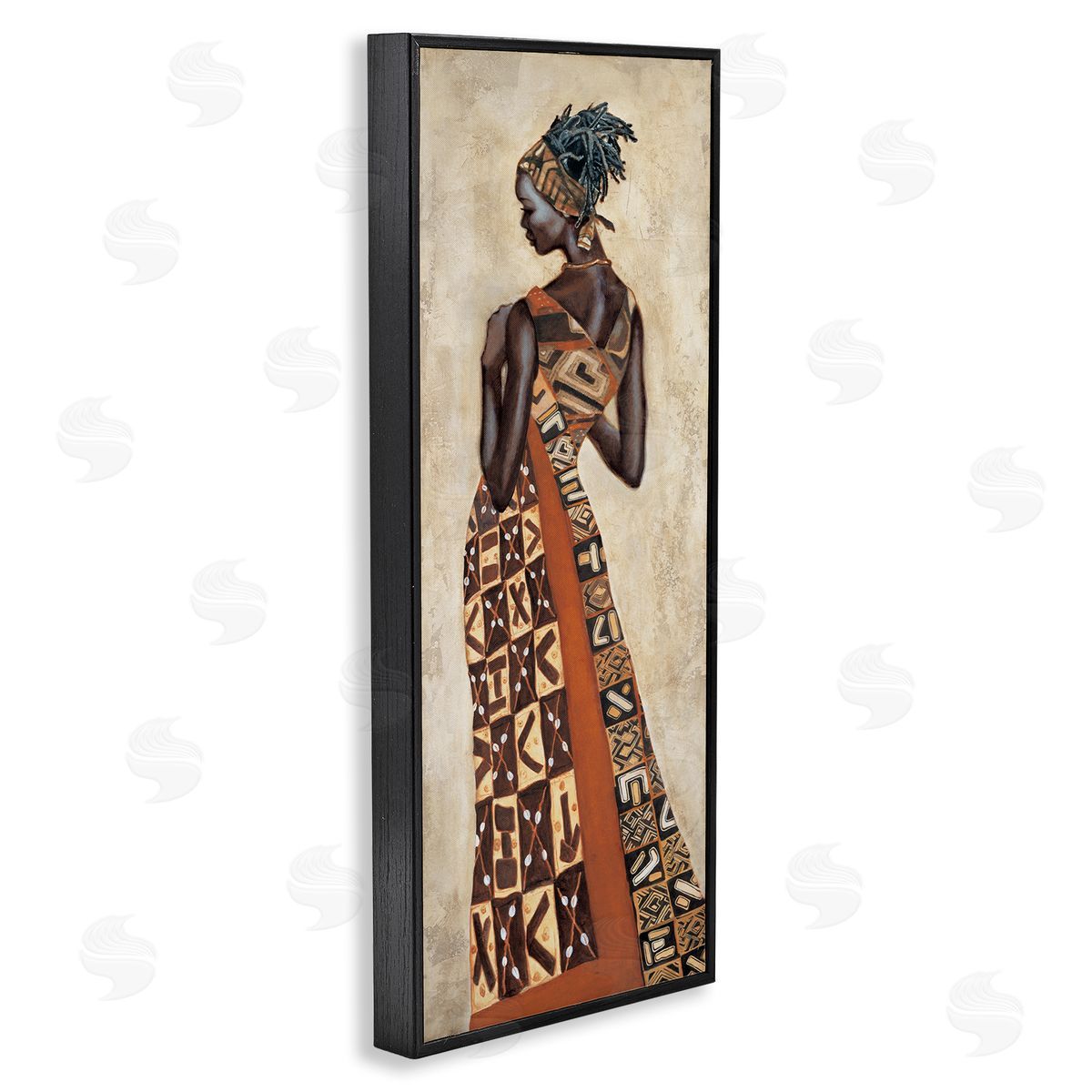 Strong African Woman in Dress Black Frame Print Wall Art, Home Decor by Jacques Leconte