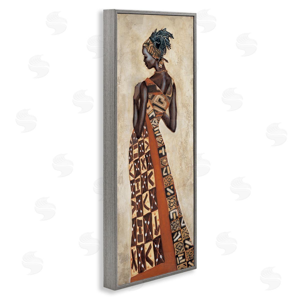 Strong African Woman in Dress Grey Frame Print Wall Art, Home Decor by Jacques Leconte