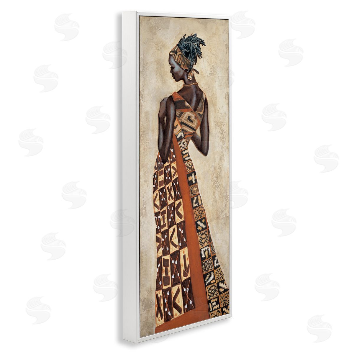 Strong African Woman in Dress White Frame Print Wall Art, Home Decor by Jacques Leconte