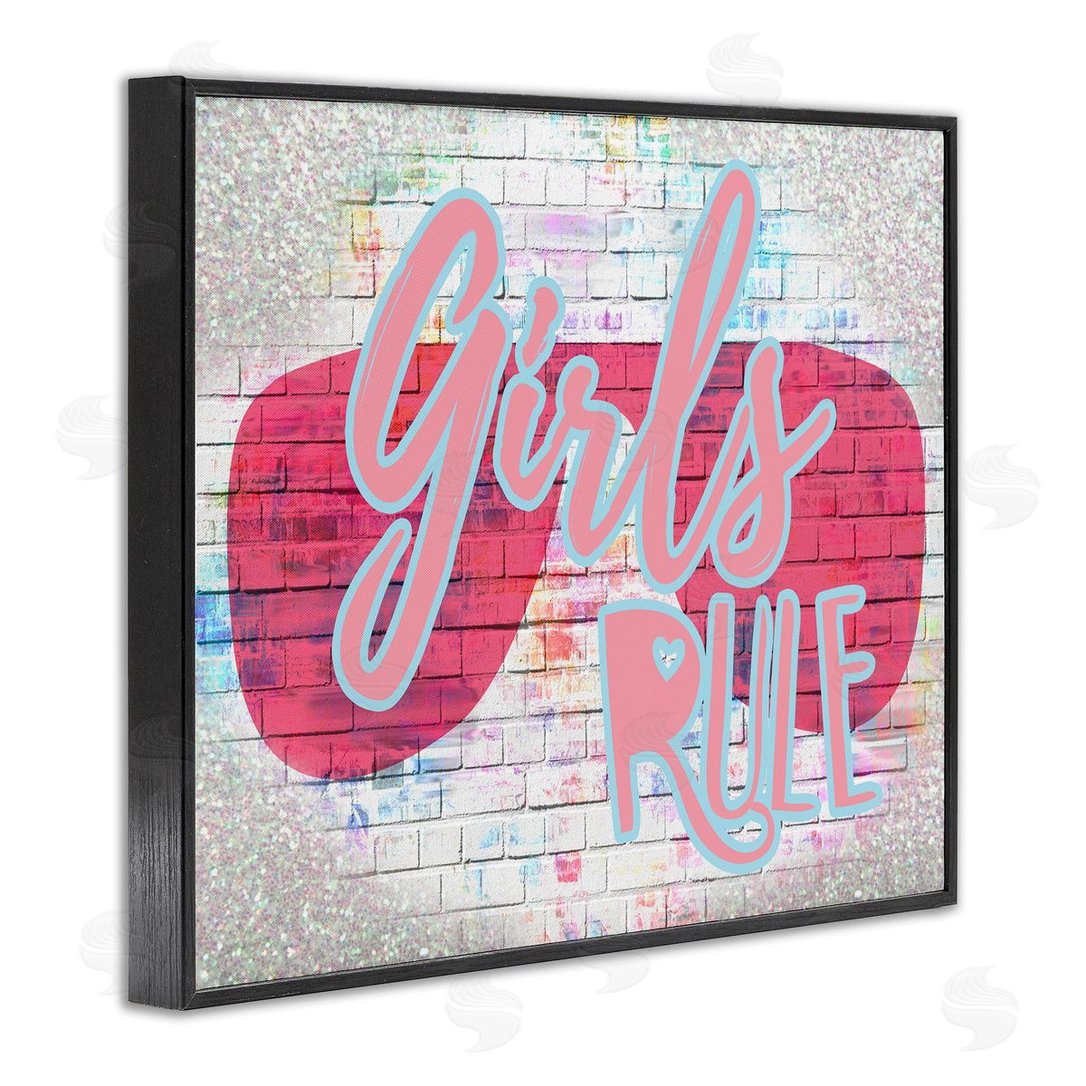 Girls Rule Pink Graffiti Black Frame Print Wall Art, Home Decor by Stupell Studio