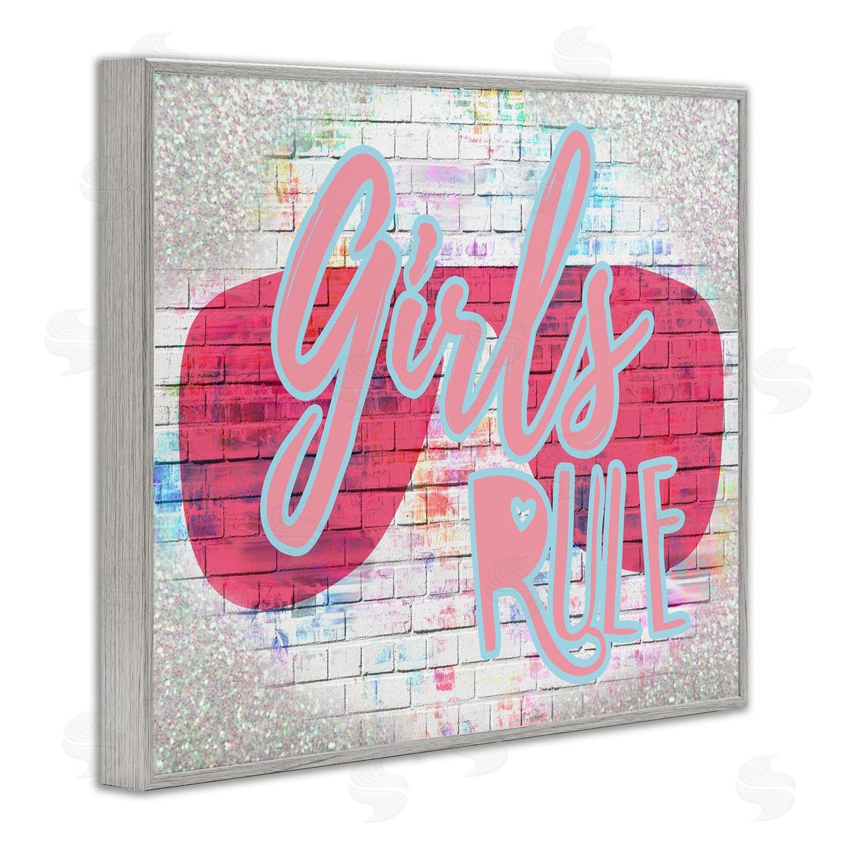 Girls Rule Pink Graffiti Grey Frame Print Wall Art, Home Decor by Stupell Studio