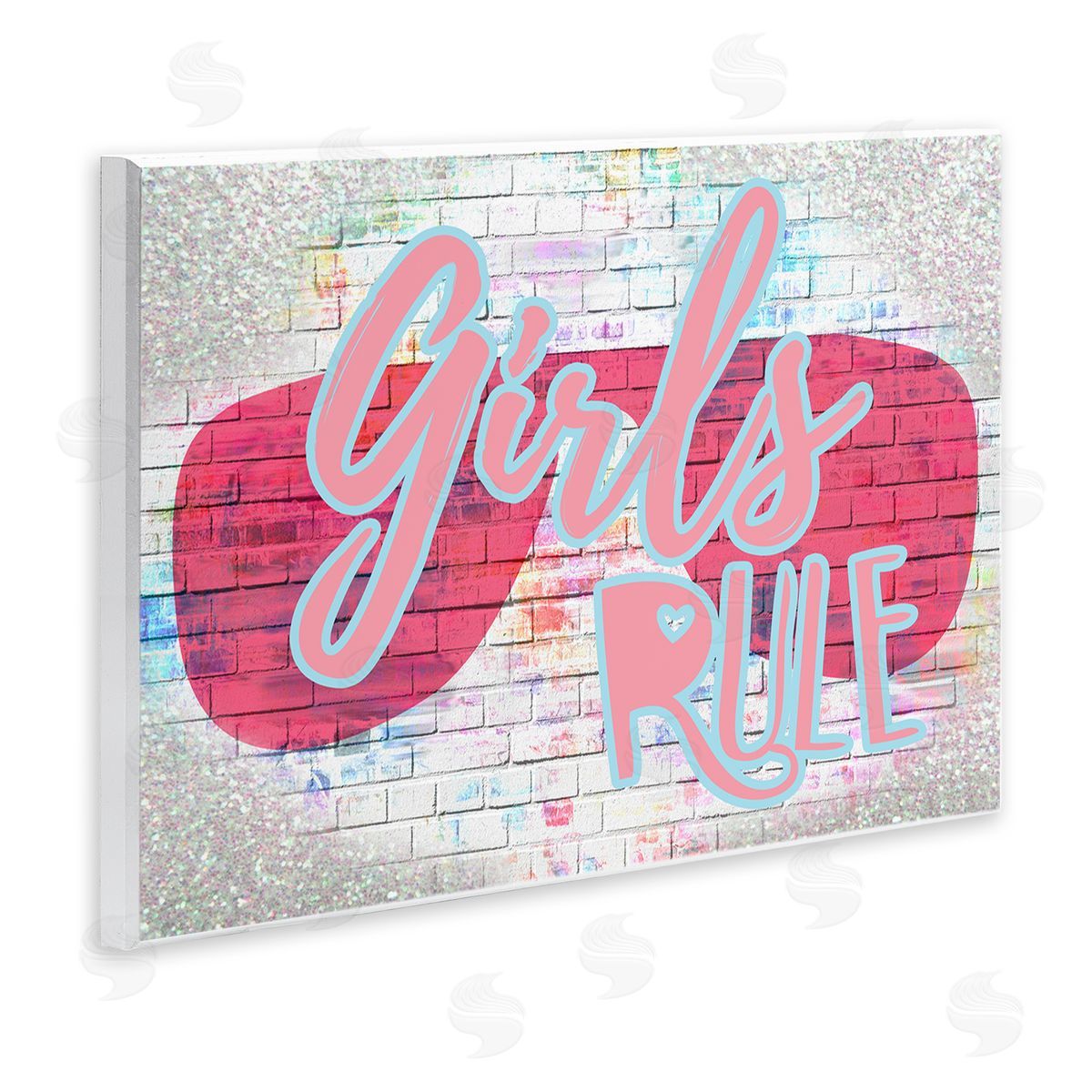 Girls Rule Pink Graffiti Wood Plaque Wall Art, Home Decor by Stupell Studio