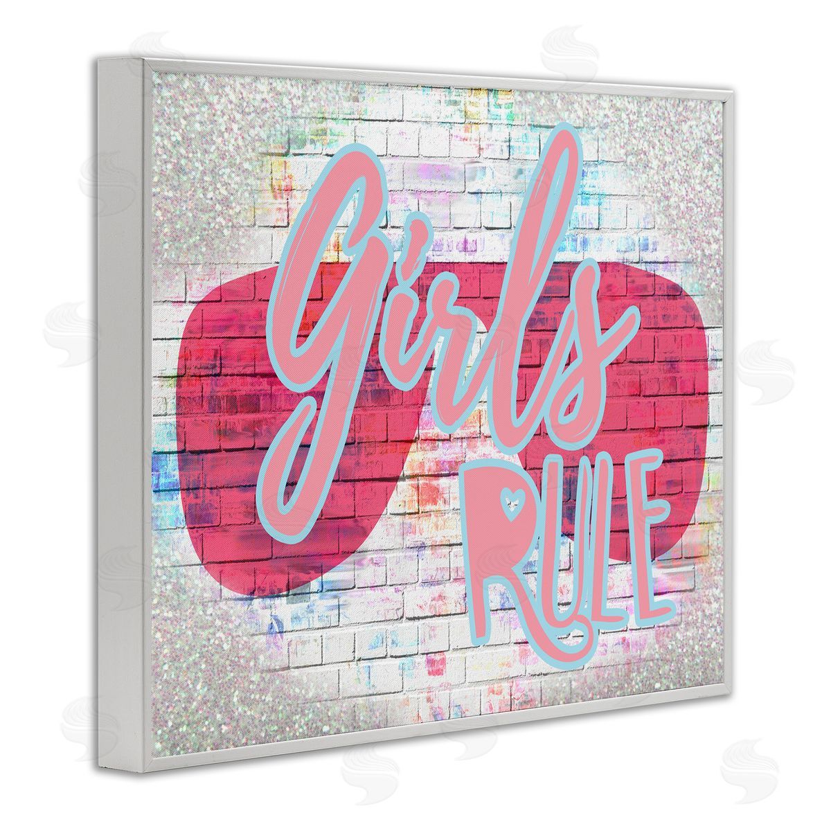 Girls Rule Pink Graffiti White Frame Print Wall Art, Home Decor by Stupell Studio