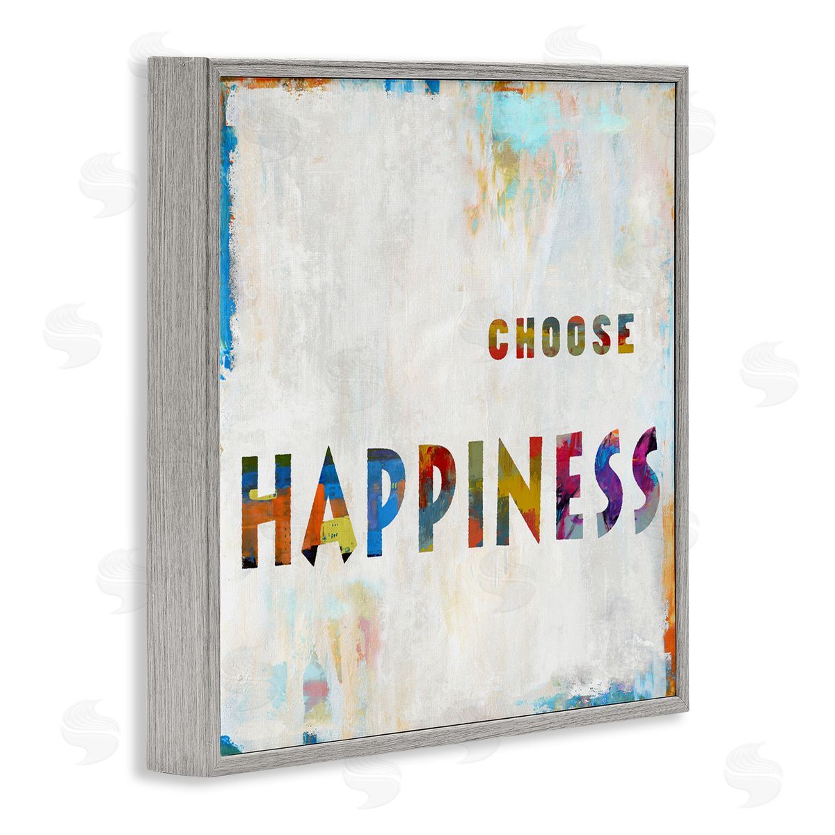 Colorful Choose Happiness Phrase Grey Frame Print Wall Art, Home Decor by Jamie MacDowell