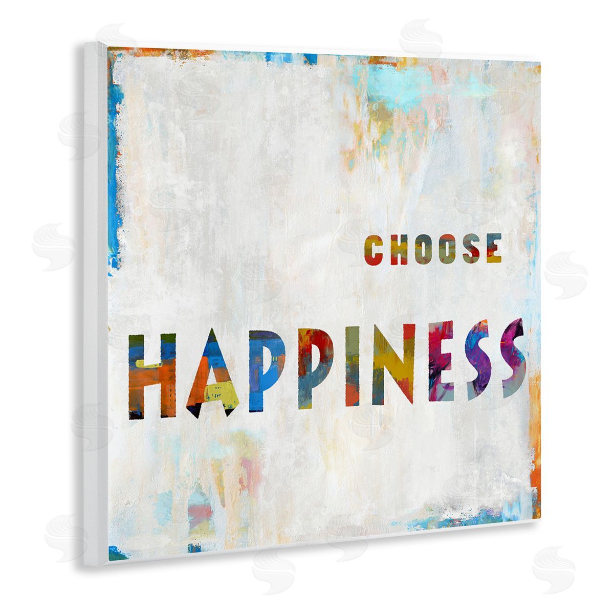 Colorful Choose Happiness Phrase Wood Plaque Wall Art, Home Decor by Jamie MacDowell