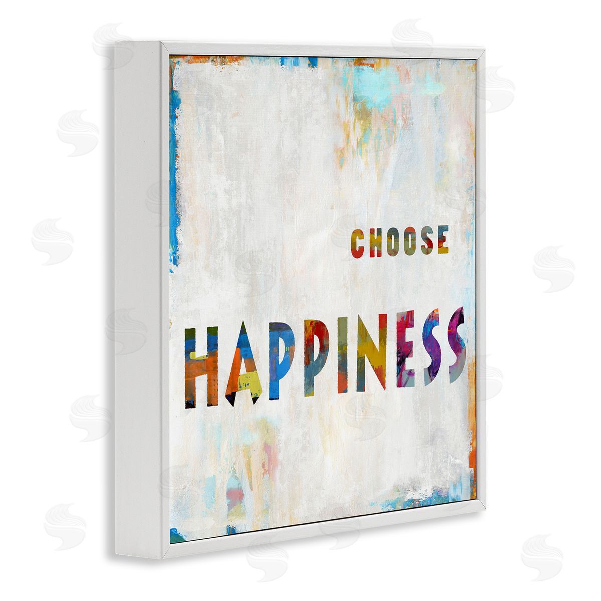 Colorful Choose Happiness Phrase White Frame Print Wall Art, Home Decor by Jamie MacDowell