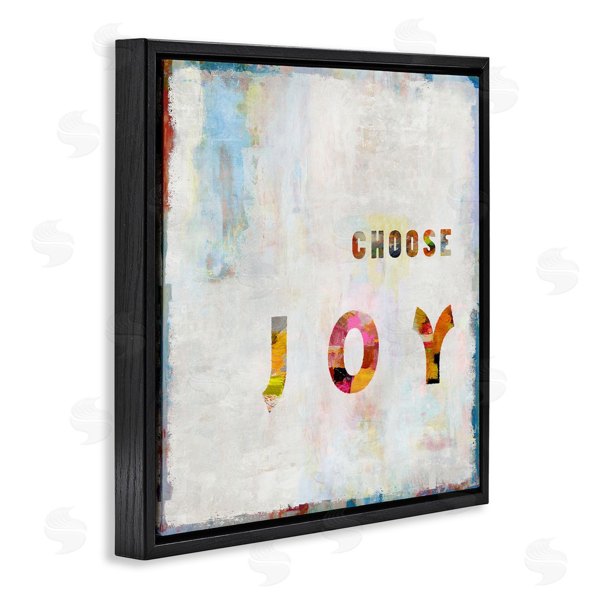 Colorful Choose Joy Phrase Black Floating Frame Canvas Wall Art, Home Decor by Jamie MacDowell
