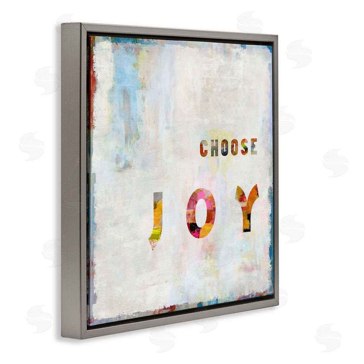 Colorful Choose Joy Phrase Grey Floating Frame Canvas Wall Art, Home Decor by Jamie MacDowell