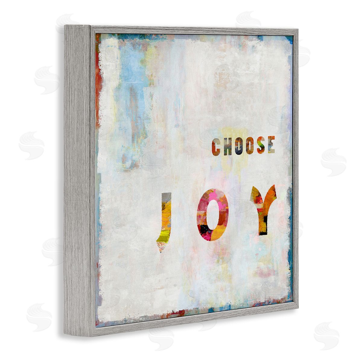 Colorful Choose Joy Phrase Grey Frame Print Wall Art, Home Decor by Jamie MacDowell