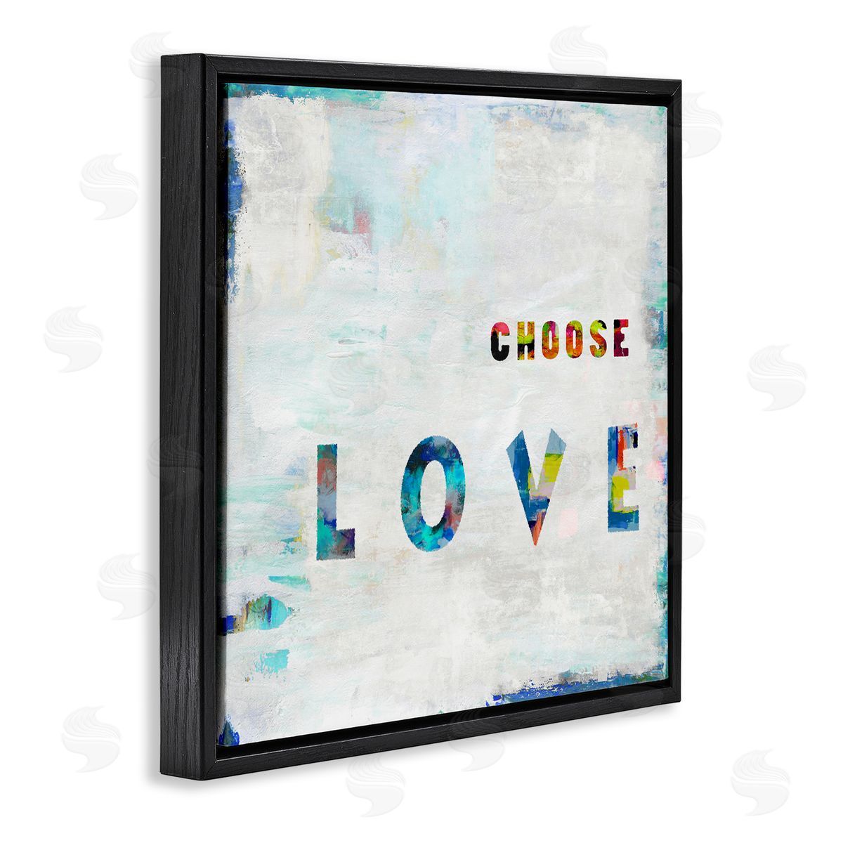Colorful Choose Love Phrase Black Floating Frame Canvas Wall Art, Home Decor by Jamie MacDowell