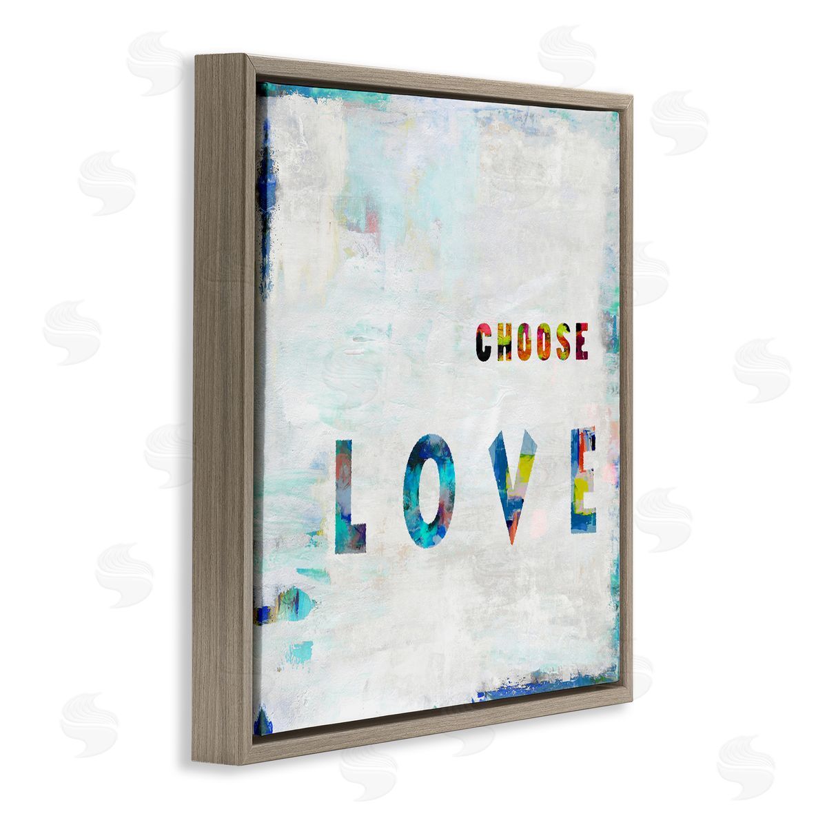 Colorful Choose Love Phrase Brown Floating Frame Canvas Wall Art, Home Decor by Jamie MacDowell