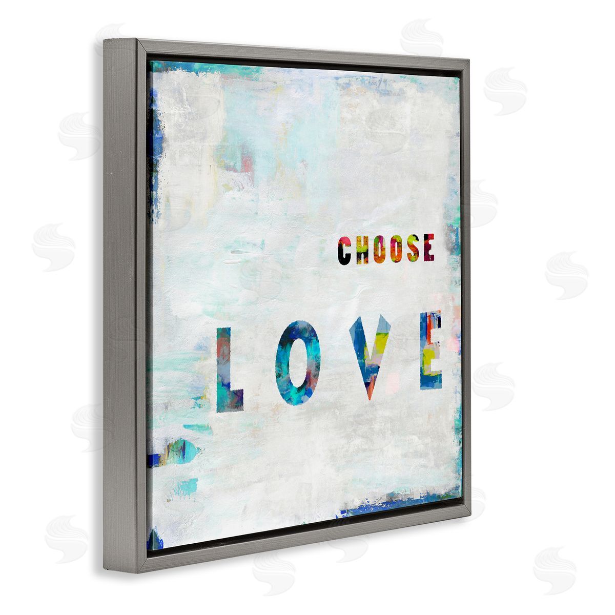 Colorful Choose Love Phrase Grey Floating Frame Canvas Wall Art, Home Decor by Jamie MacDowell