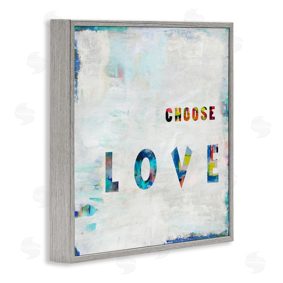 Colorful Choose Love Phrase Grey Frame Print Wall Art, Home Decor by Jamie MacDowell