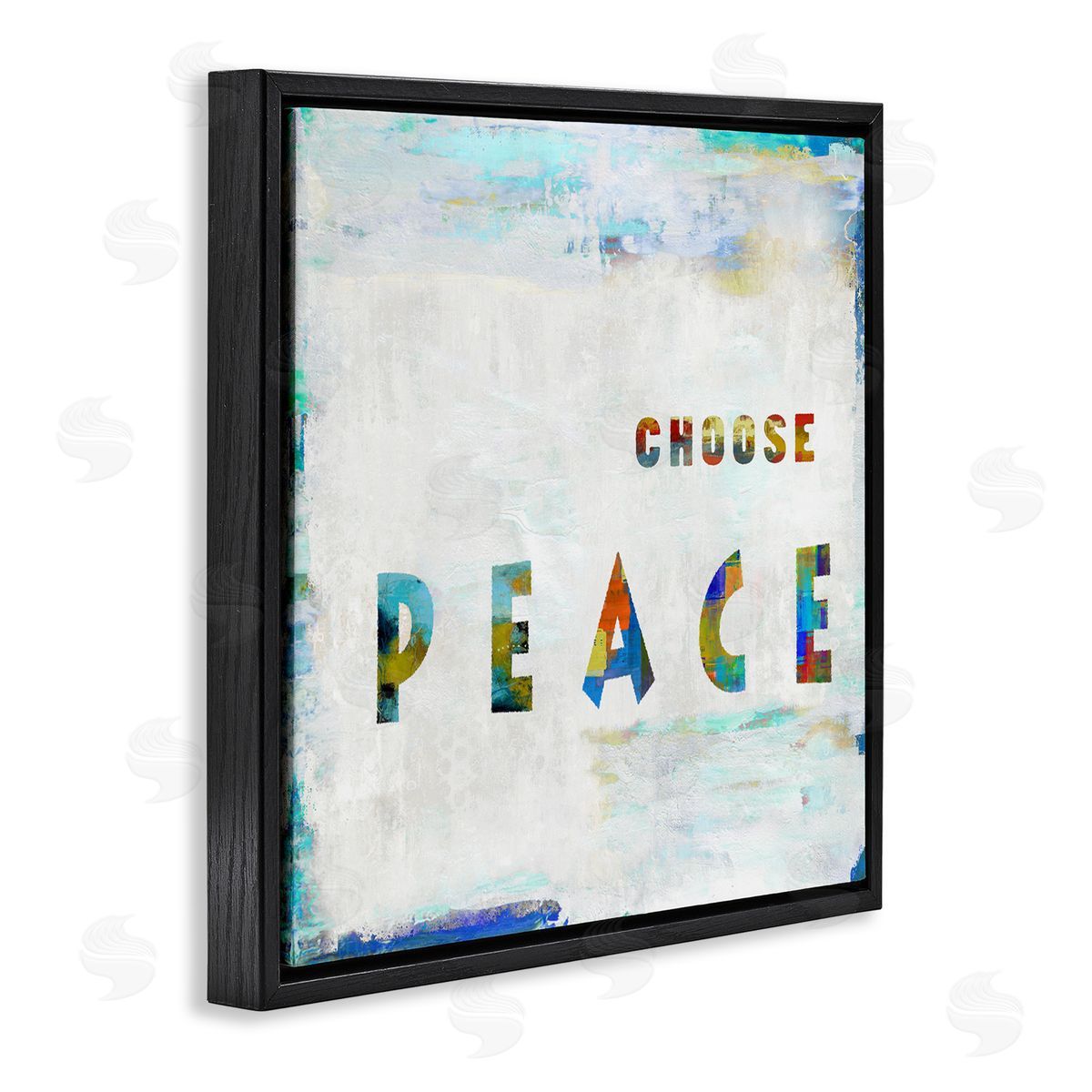 Colorful Choose Peach Phrase Black Floating Frame Canvas Wall Art, Home Decor by Jamie MacDowell