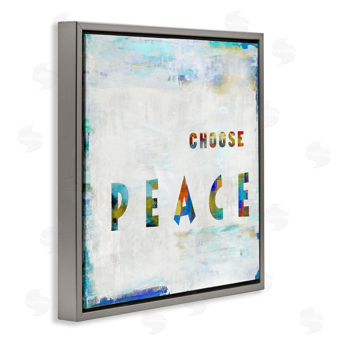 Colorful Choose Peach Phrase Grey Floating Frame Canvas Wall Art, Home Decor by Jamie MacDowell