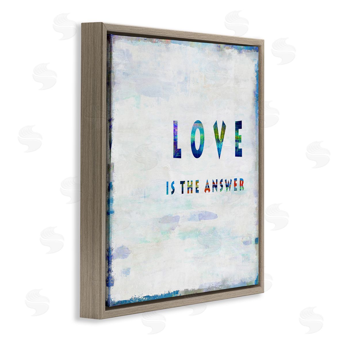 Colorful Love is the Answer Brown Floating Frame Canvas Wall Art, Home Decor by Jamie MacDowell