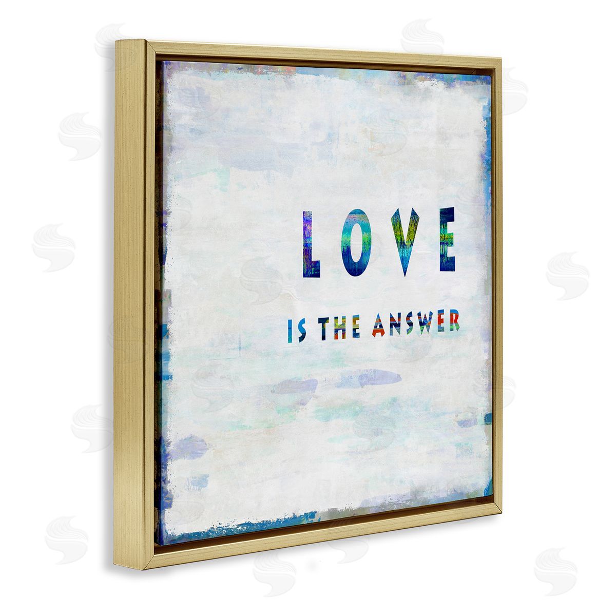 Colorful Love is the Answer Gold Floating Frame Canvas Wall Art, Home Decor by Jamie MacDowell
