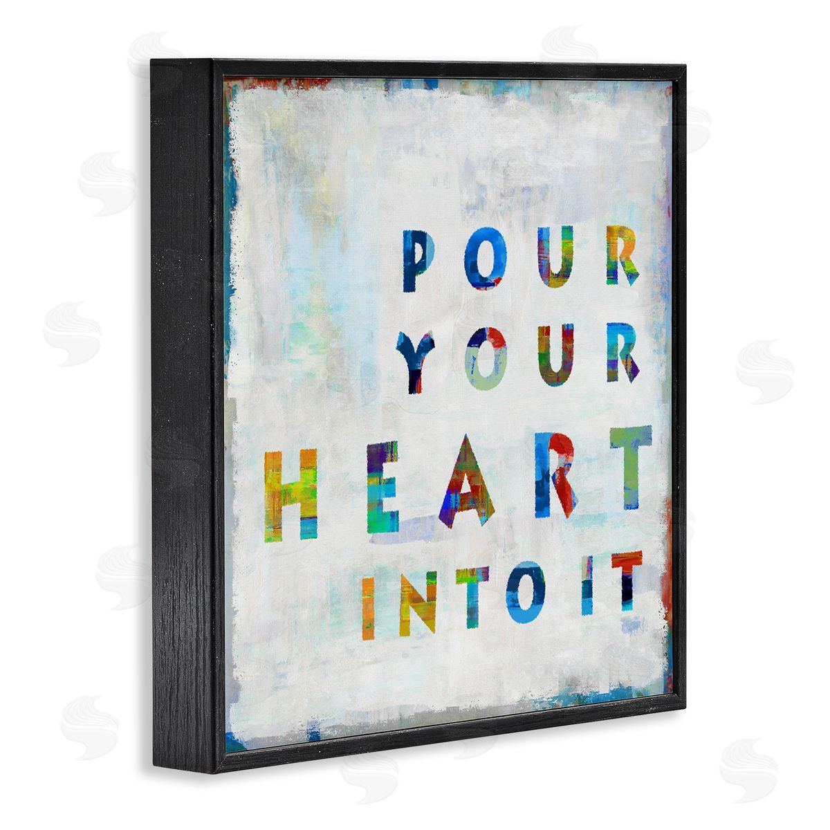 Colorful Pour Your Heart Into It Black Frame Print Wall Art, Home Decor by Jamie MacDowell