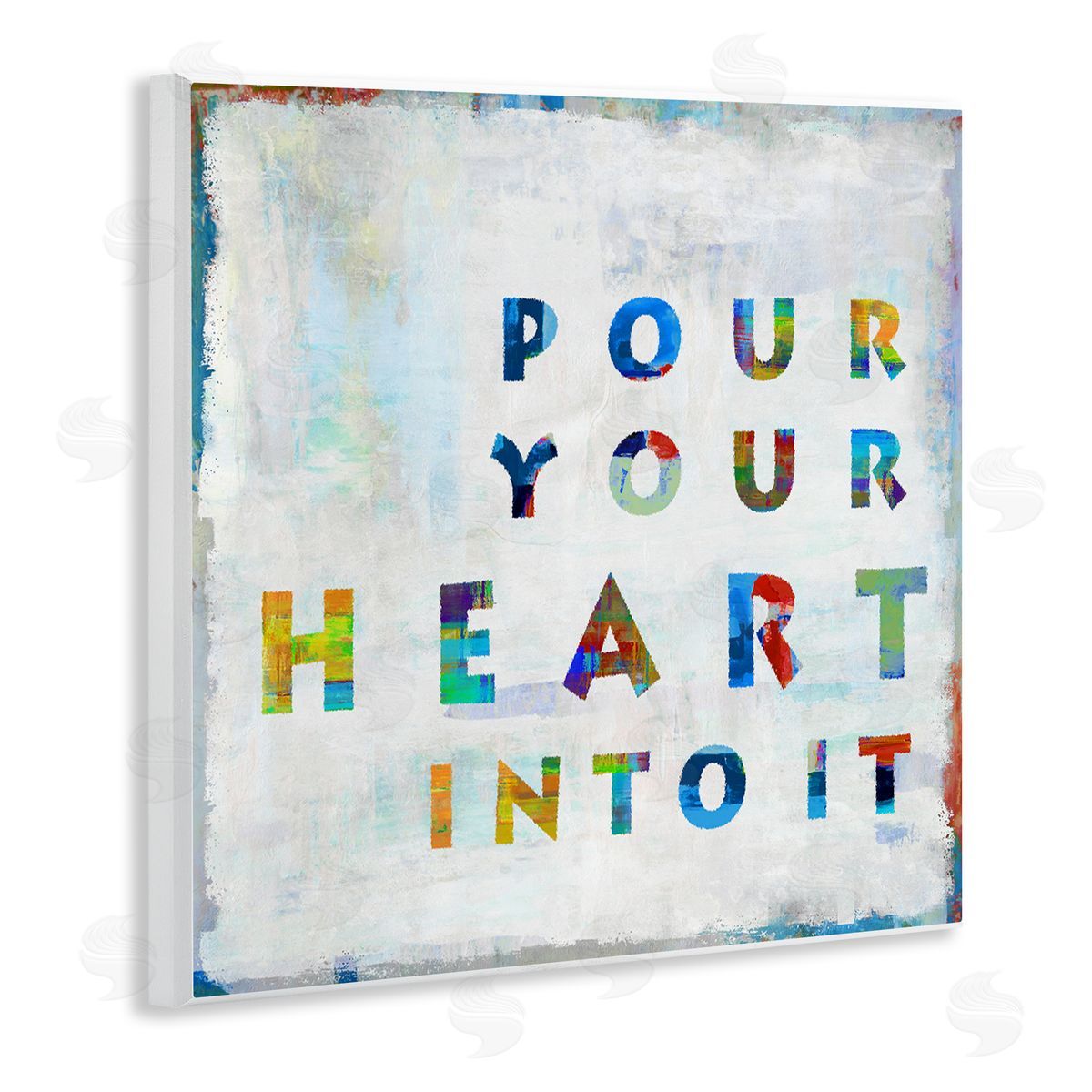 Colorful Pour Your Heart Into It Wood Plaque Wall Art, Home Decor by Jamie MacDowell