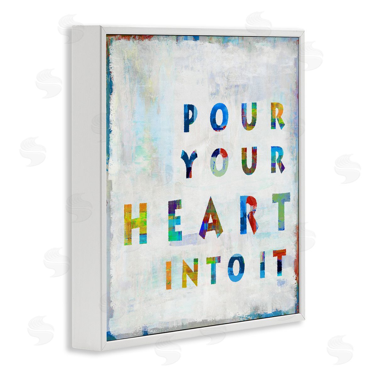 Colorful Pour Your Heart Into It White Frame Print Wall Art, Home Decor by Jamie MacDowell