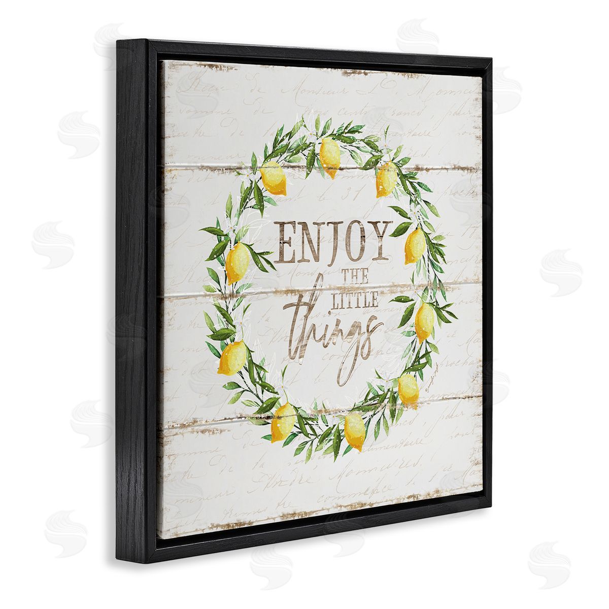 Enjoy the Little Things Lemons Black Floating Frame Canvas Wall Art, Home Decor by Jennifer Pugh
