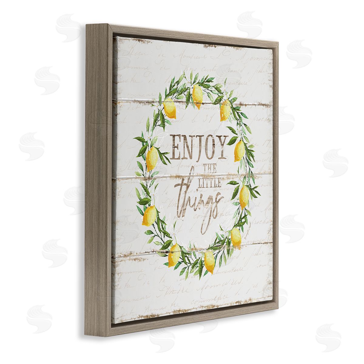 Enjoy the Little Things Lemons Brown Floating Frame Canvas Wall Art, Home Decor by Jennifer Pugh