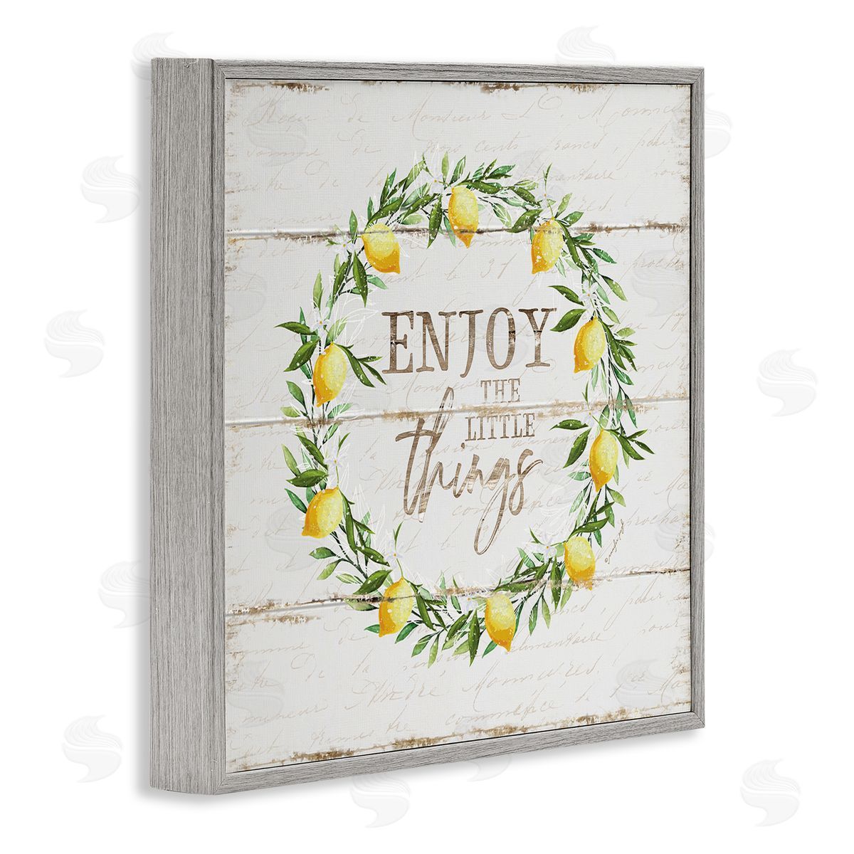 Enjoy the Little Things Lemons Grey Frame Print Wall Art, Home Decor by Jennifer Pugh