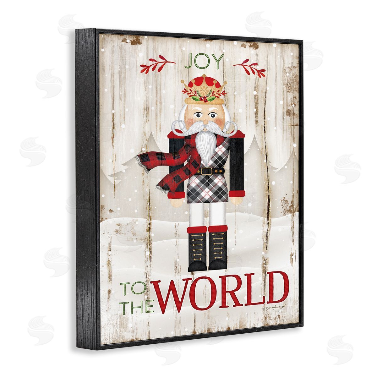 Joy to the World Nutcracker Black Frame Print Wall Art, Home Decor by Jennifer Pugh